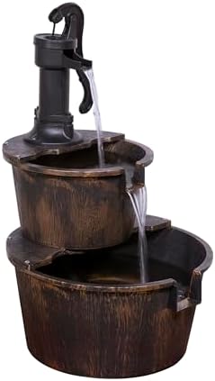 Alpine Corporation 2-Tiered Outdoor Water Fountain with Pump - Bronze Finish