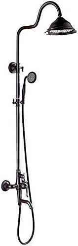 Black Brass Shower Mixer Set with Rain Shower Head