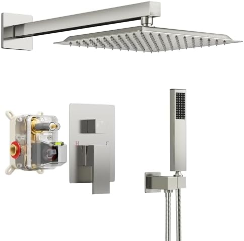 IBOFYY Square Rainfall Shower Head Set with Handle