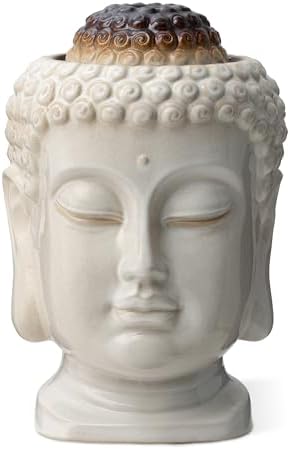 Glitzhome Buddha Head Ceramic Fountain with LED Light