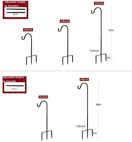 EXCMARK 32 Inch Heavy Duty Shepherd Hook Black