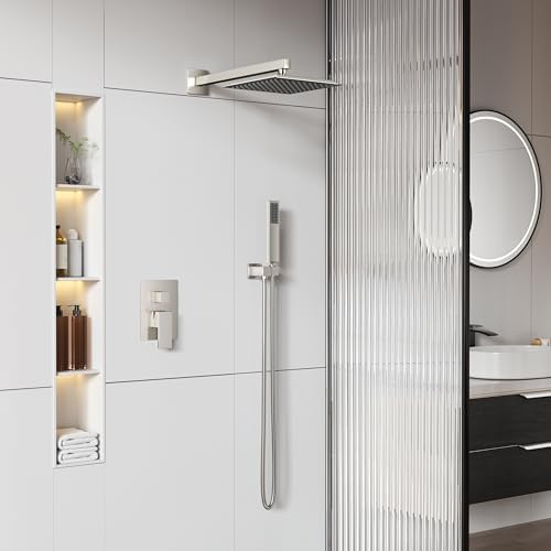 IBOFYY Square Rainfall Shower Head Set with Handle