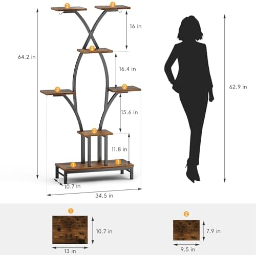 VOZZYOTO 7-Tier Plant Stand with Grow Lights