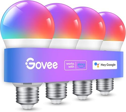 Govee Smart Light Bulbs 4 Pack with Alexa Compatibility