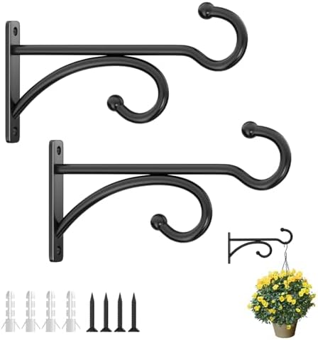 6 Inch Plant Hanger Hooks 2-Pack Black Metal