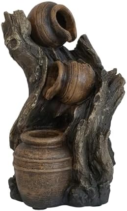 Tranquil Decorative 3 Tier Water Fountain with Pot Design Rustic Brown