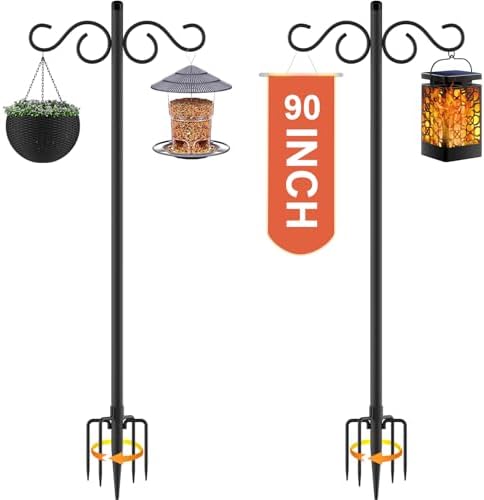 RCUICA Double Shepherds Hooks 90 Inch 2 Pack Outdoor Garden Decor