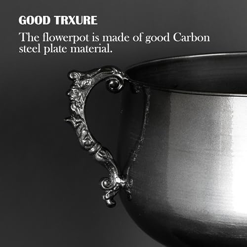 Worth 225 Inch Tall Floor Urn Vase - Glossy Black Metal Planter Bowl for Home Decor and Party Events