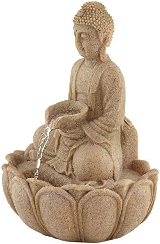 Calm Buddha 14 High Sandstone Fountain with LED Light