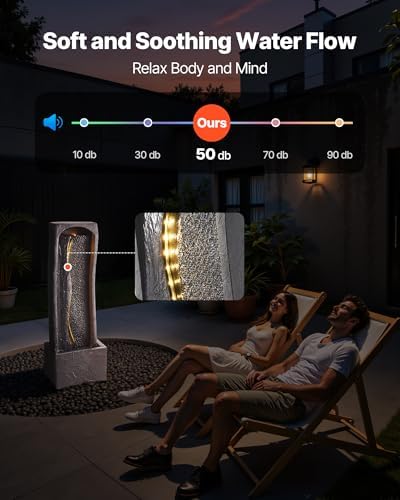 VEVOR Outdoor Water Fountain with LED Light and Pump