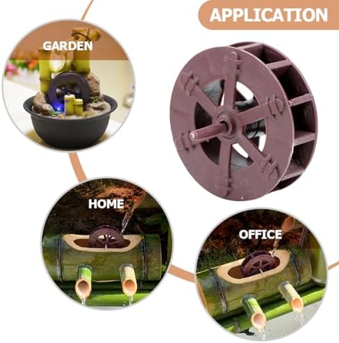 VICASKY 2pcs Miniature Tabletop Fountain Wood Water Wheel Decorations