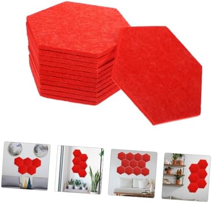12pcs Hexagon Felt Bulletin Board Wall Tiles for Decor Photos Messages