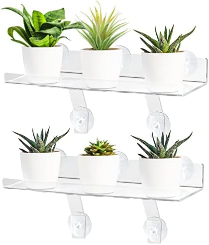 2 Pcs Plant Window Shelf with Suction Cup and Bracket