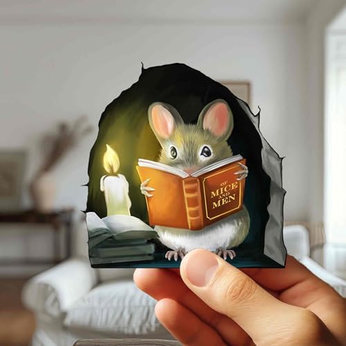 Mouse Reading Book Wall Decal Kids Room Decor