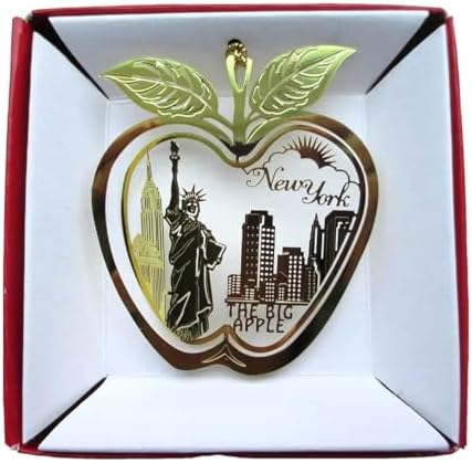 New York City Big Apple Brass Ornament Statue of Liberty Empire State Building Souvenir