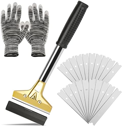 4-Inch Razor Blade Scraper with 20PCS Metal Blades and Safety Gloves