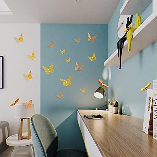 SAOROPEB 3D Butterfly Wall Sticker Decor 48 Pcs 2 Color 3 Sizes
