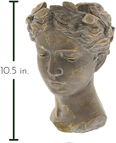 Greek Roman Style Female Statue Head Cement Planter - 105 Inch Unique Garden Decor