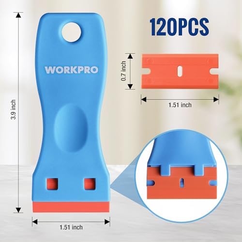 WORKPRO 3-Piece Plastic Razor Blade Scraper with 120 Blades