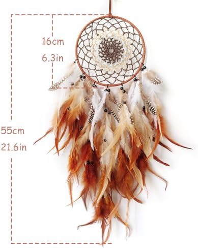 Brown Dream Catcher Wall Decor Handmade Dreamcatcher Hanging Ornament for Bedroom Living Room Home Decor