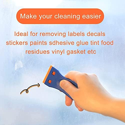 4 Pcs Plastic Razor Blade Scraper with 100 Pcs Blades for Window and Car Glass