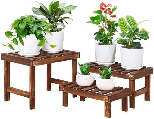 COOGOU 3 Tiered Plant Stand Shelf Rack Holder for Indoor Outdoor Use