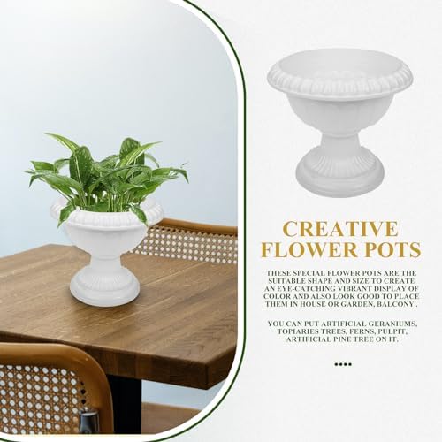 Yardwe 12Pcs White Plastic Urn Planters for Garden Porch Wedding Decor