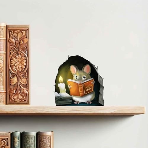 Mouse Reading Book Wall Decal Kids Room Decor