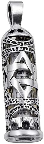 Sterling Silver Mezuzah Pendant with Star of David 1