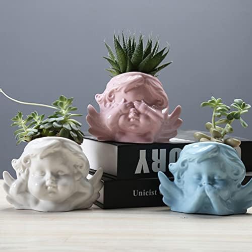 Vaguelly Retro Angel Face Ceramic Planter Pot with Drainage Hole