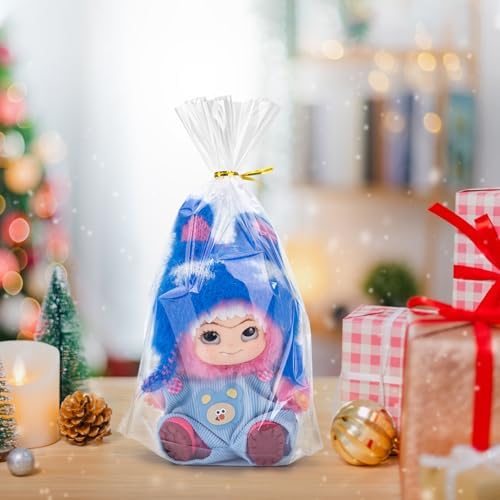 120Pcs Flat Bottom Clear Cellophane Bags with Twist Ties for Party Favors