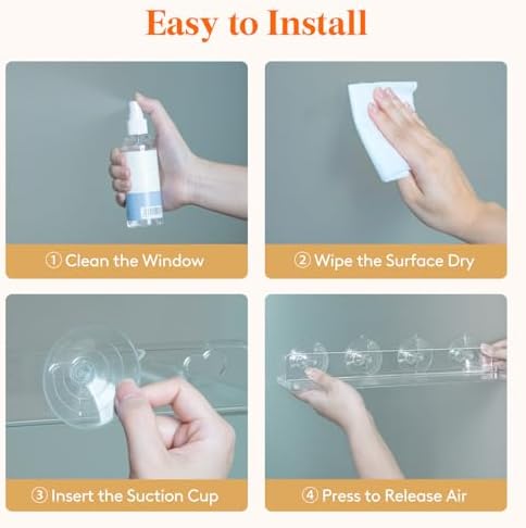 Lifewit 3 Pack Window Floating Shelves 15x4 Inch Acrylic Suction Cup