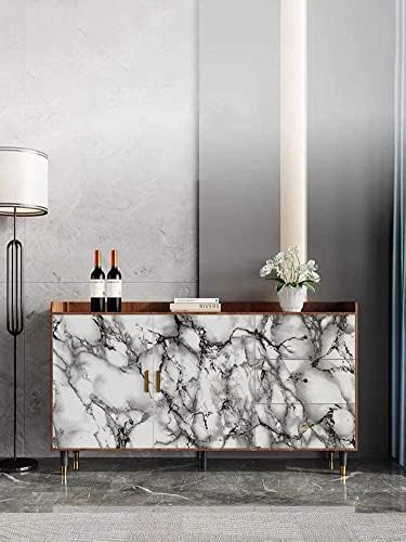 Yancorp 16x394 Inch White Black Contact Paper Countertop Backsplash Vinyl Wallpaper