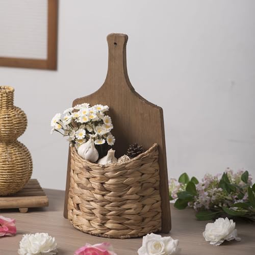 Handwoven Water Hyacinth Hanging Basket Boho Wall Decor