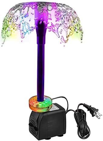 DOMICA 15W Submersible Fountain Pump with LED Light Quiet Adjustable for Water Features Aquariums Ponds Hydroponics