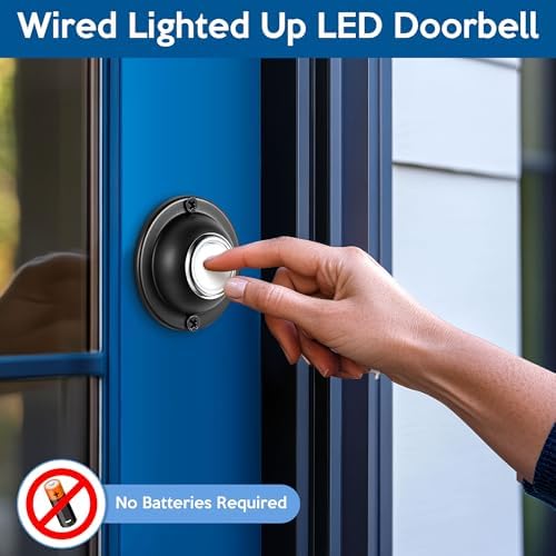Dreyoo Door Bell Button Black LED Lighted Replacement