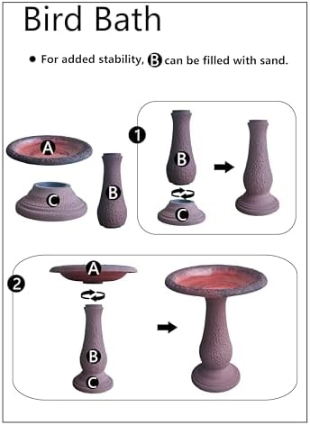 Tierra Garden Birdbath - 24x19 Red Fiber Clay Bowl and Stand