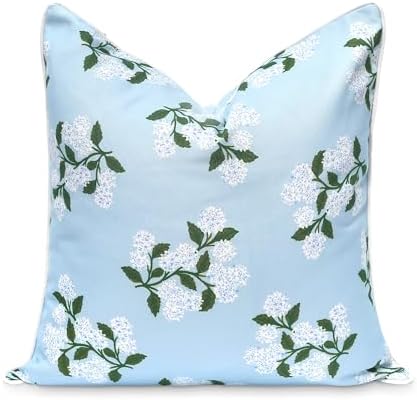 Hofdeco Premium Baby Blue Hydrangea Throw Pillow Cover 20x20