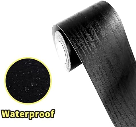 10M Black Wood Grain PVC Waterproof Wall Border Decor