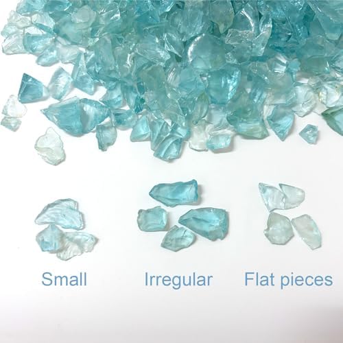 2lb Blue Glass Rocks 10-20mm Broken Sea Glass for Decorative Crafts and Fire Pit