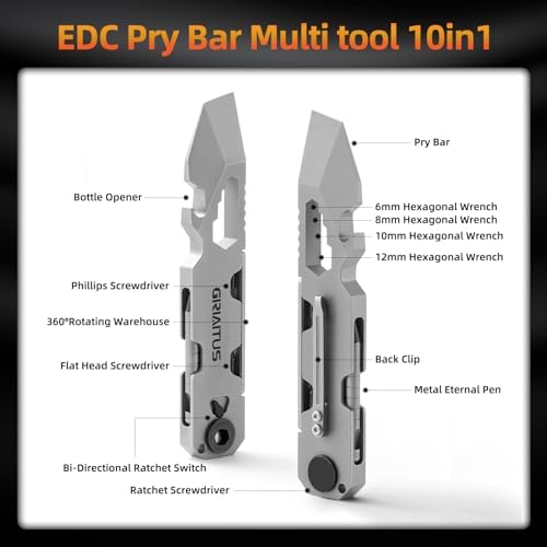 EDC Pry Bar Multitool with Ratchet Screwdriver and Magnetic Pen