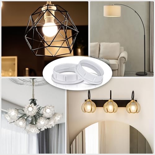 Light Socket Shade Rings 4-Pack White Aluminum