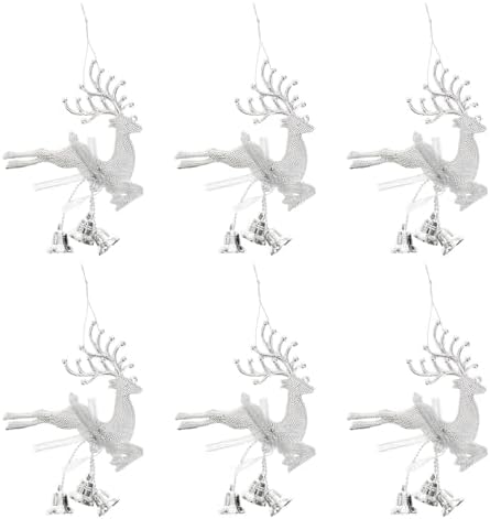 STOBOK 6pcs Silver Reindeer Bell Ornaments