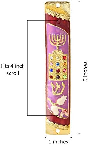 Matashi Hand Painted Mezuzah with Menorah and Breastplate