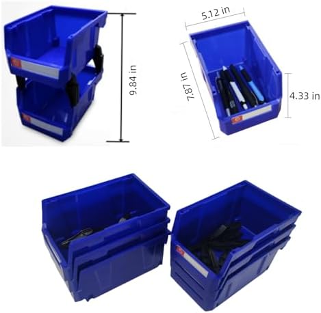 PeHui Stackable Storage Bins for Screws and Office Supplies Blue 6Pack