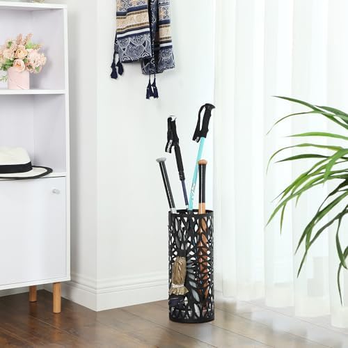 SONGMICS Metal Umbrella Stand with Drip Tray and Hooks