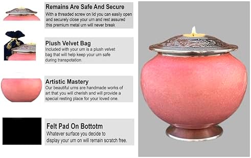 Candle Cremation Urn for Human Ashes - Large Pink Decorative Urn