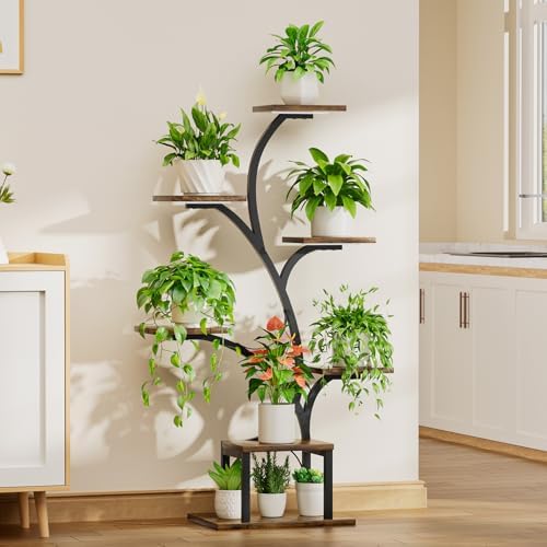 Plant Stand with Grow Lights - 7 Tier Metal Tree-Shaped Corner Stand