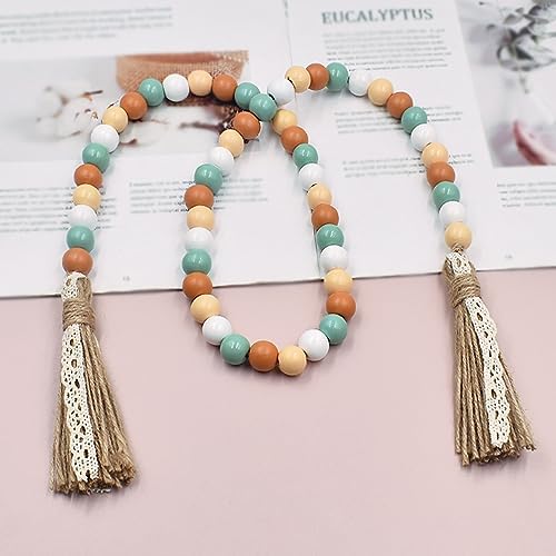 Fall Wood Bead Garland with Tassel Decor