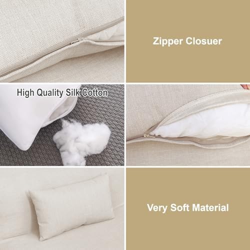OPEAK 20x11 Inch Throw Pillow Set 6 Pack Sand Beige